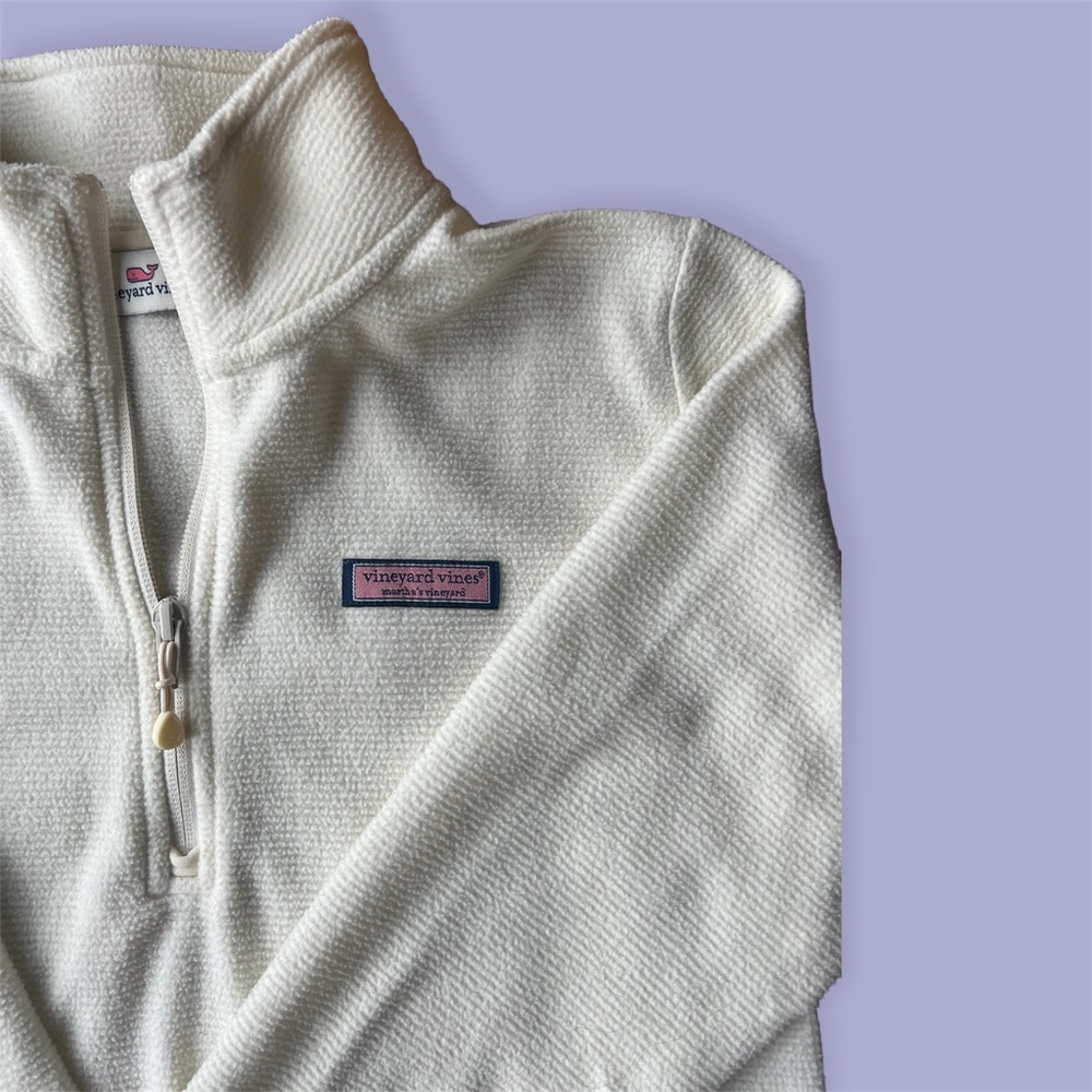 VINEYARD VINES WHITE QUARTER ZIP PULLOVER SWEATER (XS)